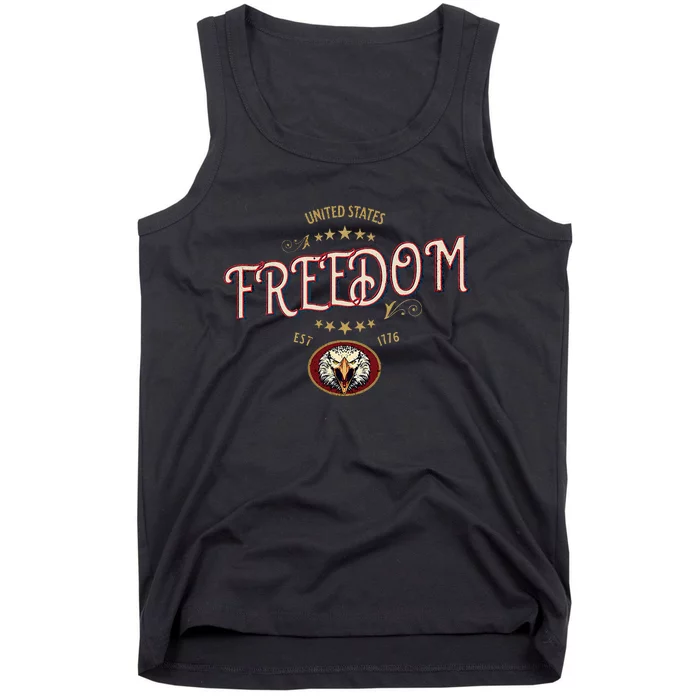 United States Est 1776 Eagle United We Stand For Freedom Tank Top