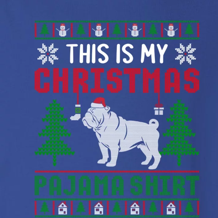 Ugly Sweater English Bulldog This Is My Christmas Pajama Gift Toddler Long Sleeve Shirt