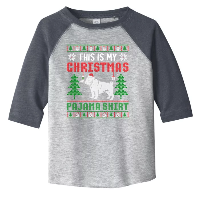 Ugly Sweater English Bulldog This Is My Christmas Pajama Gift Toddler Fine Jersey T-Shirt