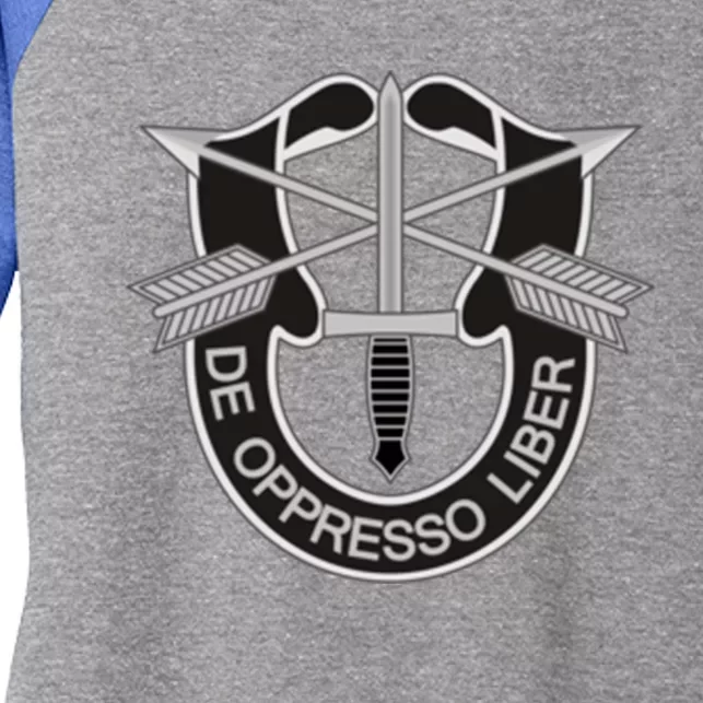 Us Special Forces Meaningful Gift De Oppresso Liber Cool Gift Women's Tri-Blend 3/4-Sleeve Raglan Shirt