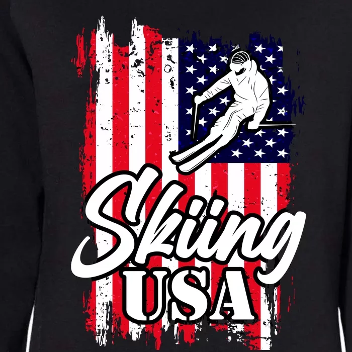 USA Skiing Flag Design Womens California Wash Sweatshirt