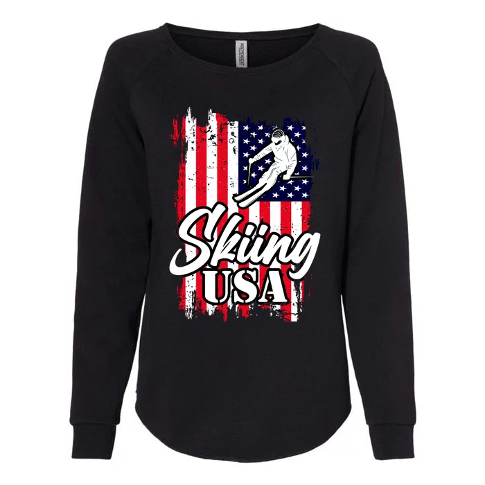 USA Skiing Flag Design Womens California Wash Sweatshirt