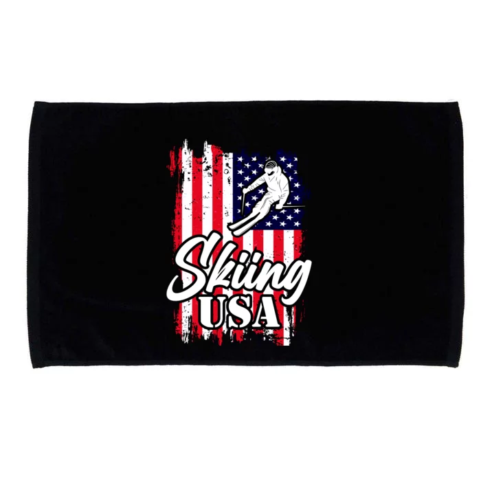 USA Skiing Flag Design Microfiber Hand Towel