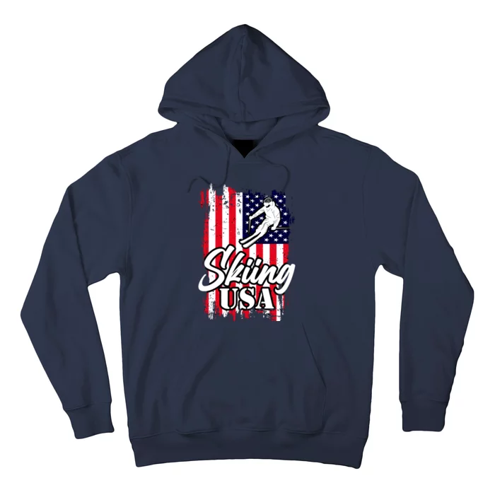 USA Skiing Flag Design Hoodie