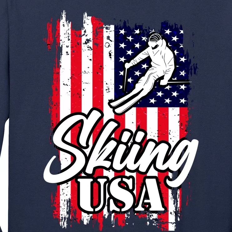 USA Skiing Flag Design Long Sleeve Shirt