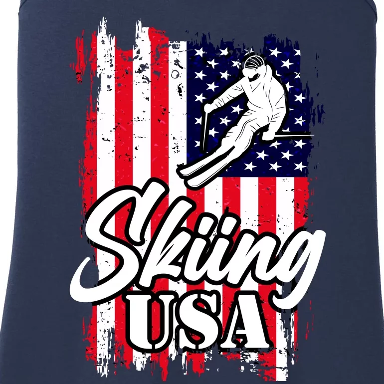 USA Skiing Flag Design Ladies Essential Tank