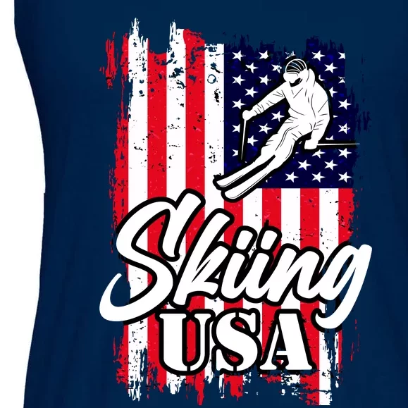 USA Skiing Flag Design Ladies Essential Flowy Tank