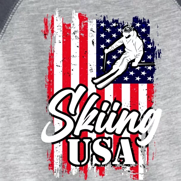 USA Skiing Flag Design Toddler Fine Jersey T-Shirt