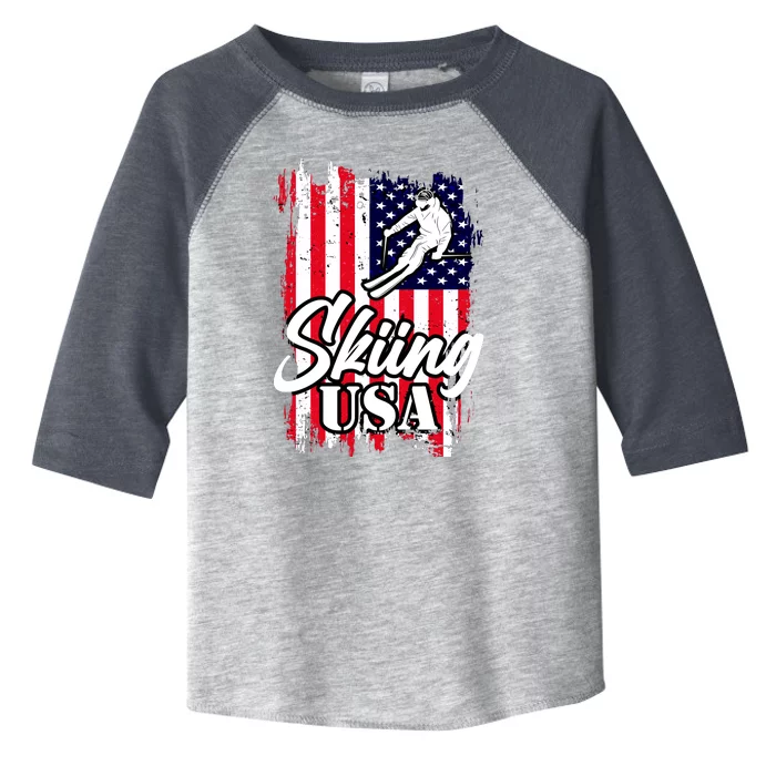 USA Skiing Flag Design Toddler Fine Jersey T-Shirt