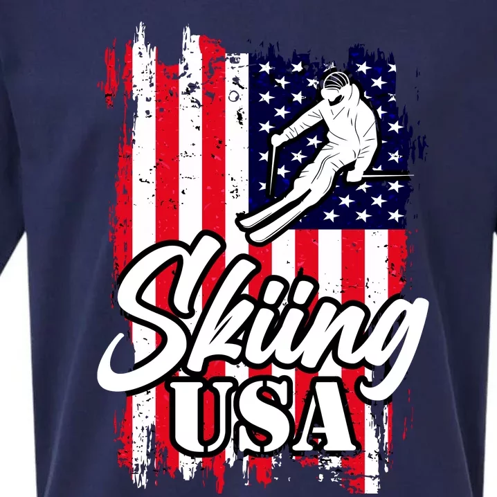 USA Skiing Flag Design Sueded Cloud Jersey T-Shirt