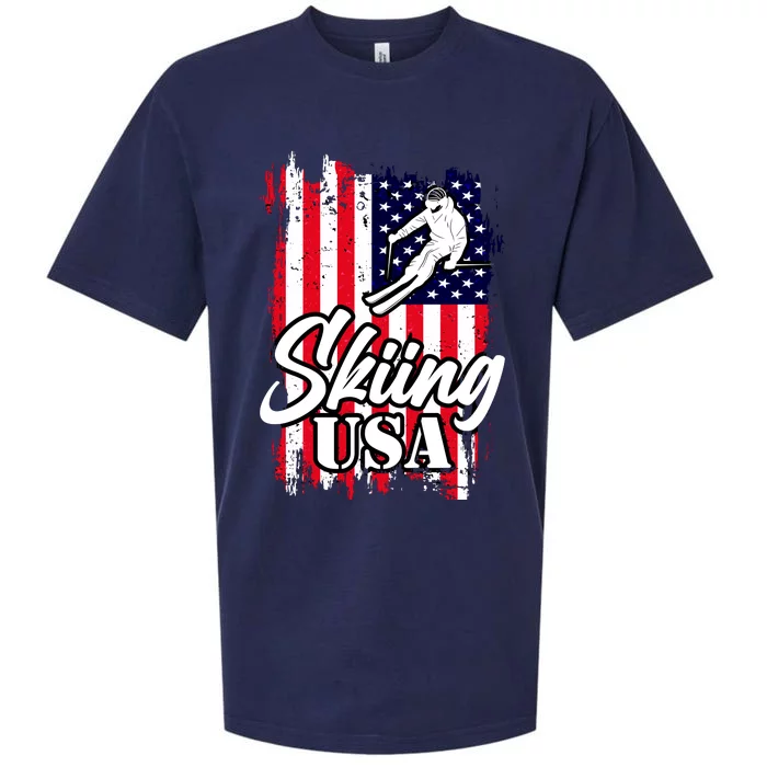 USA Skiing Flag Design Sueded Cloud Jersey T-Shirt