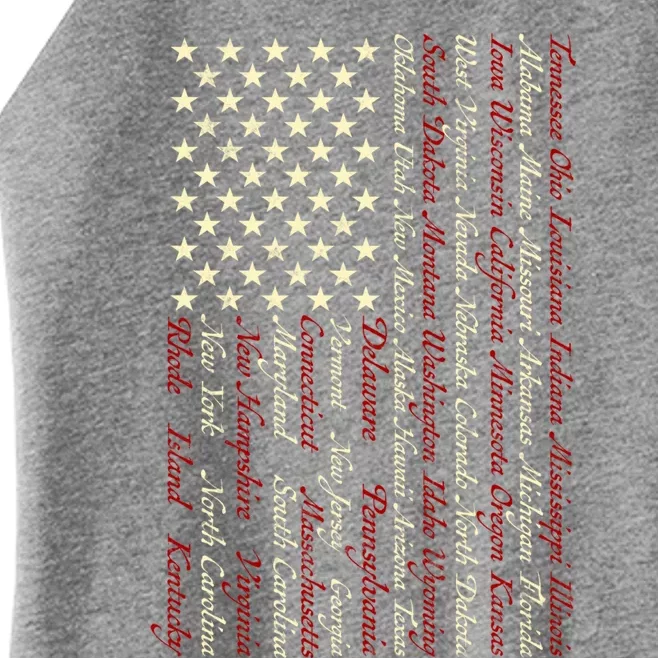 U S Flag 50 States Names Stripes Patriotic American Flag Gift Women’s Perfect Tri Rocker Tank