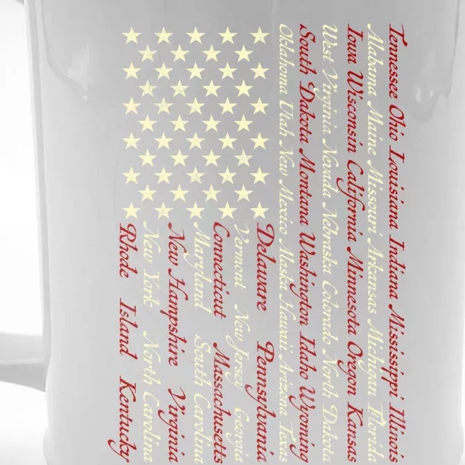 U S Flag 50 States Names Stripes Patriotic American Flag Gift Front & Back Beer Stein