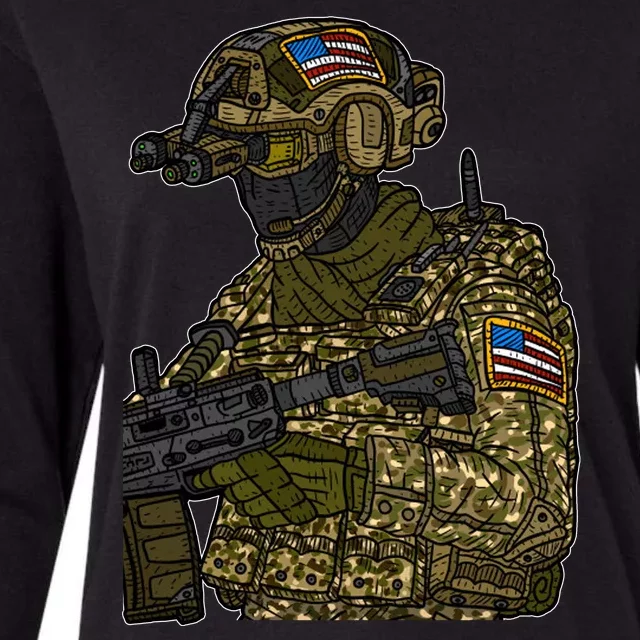 US Special Force Soldier Army Womens Cotton Relaxed Long Sleeve T-Shirt