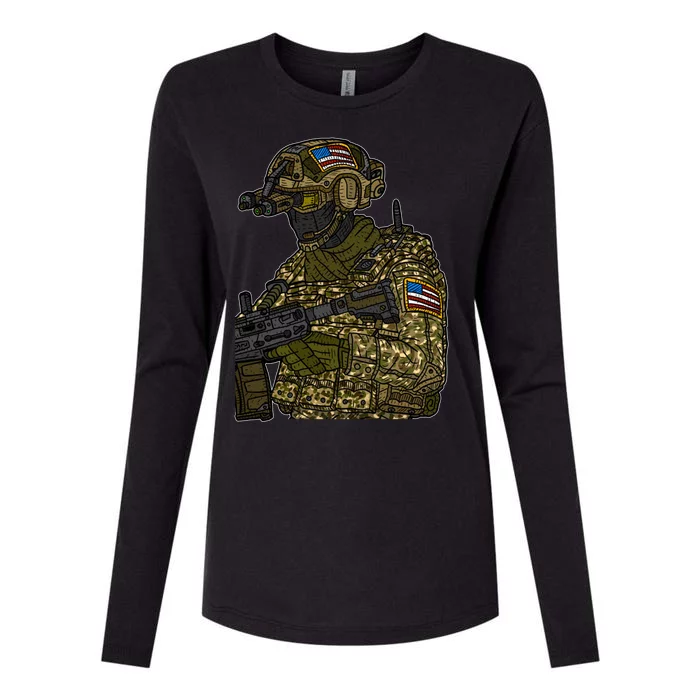 US Special Force Soldier Army Womens Cotton Relaxed Long Sleeve T-Shirt