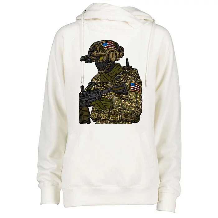 US Special Force Soldier Army Womens Funnel Neck Pullover Hood