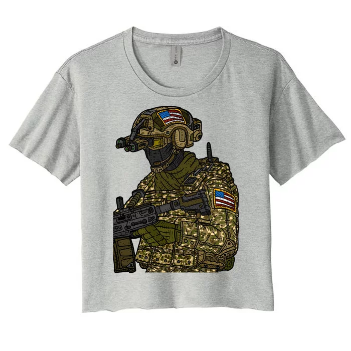 US Special Force Soldier Army Women's Crop Top Tee