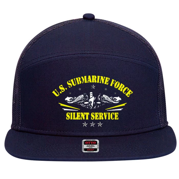 U.S Submarine Force Silent Service Veteran Submariner Gifts 7 Panel Mesh Trucker Snapback Hat