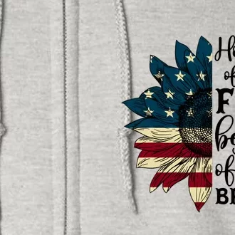 USA Sunflower Flag Home Of The Free Because Of The Brave Full Zip Hoodie