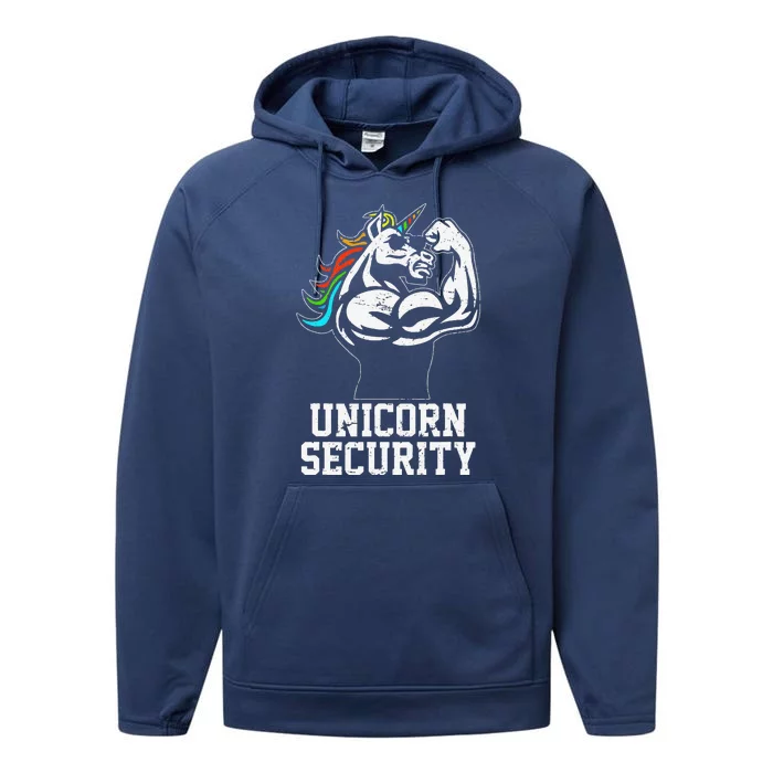 Unicorn Security Funny Unicorn Gymer Gift Dad Father Day Performance Fleece Hoodie