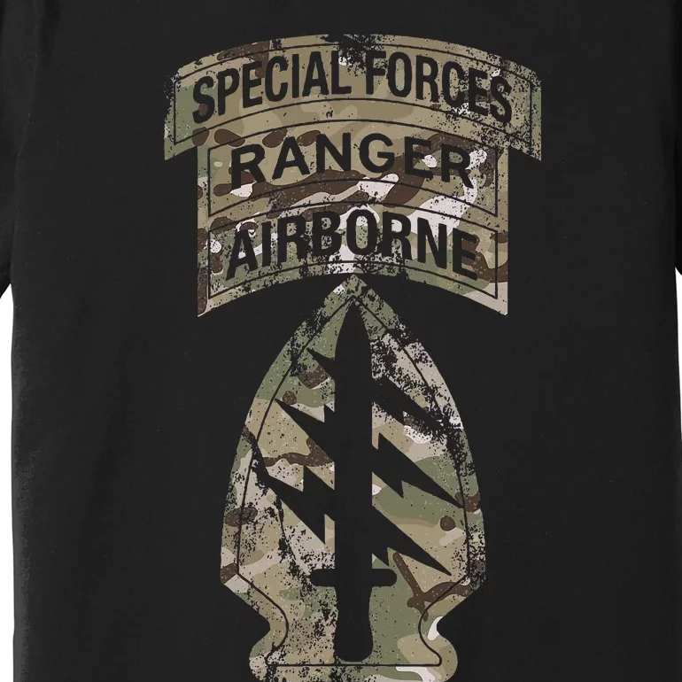 Us Special Forces Sf Ranger Tab Multicam Camo Premium T-Shirt