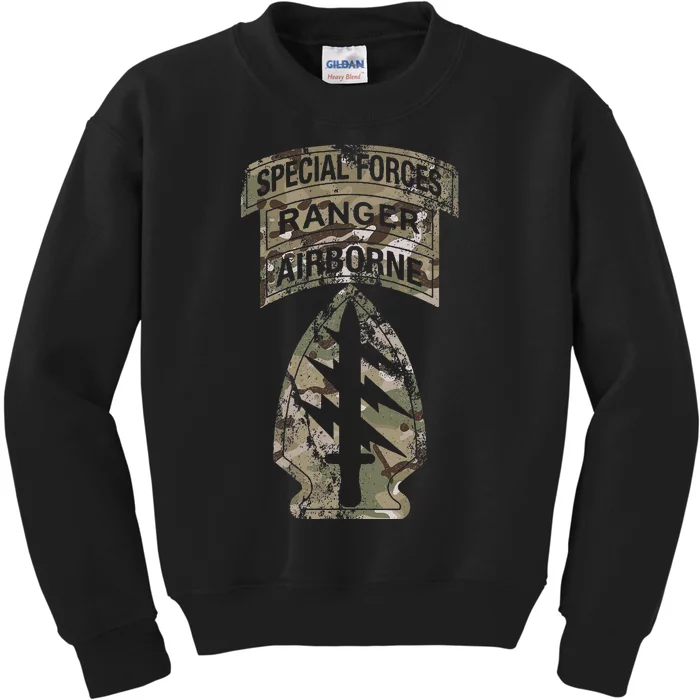 Us Special Forces Sf Ranger Tab Multicam Camo Kids Sweatshirt