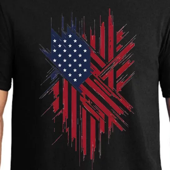 United States Flag Integrated With A Modern Artistic Twist Pajama Set