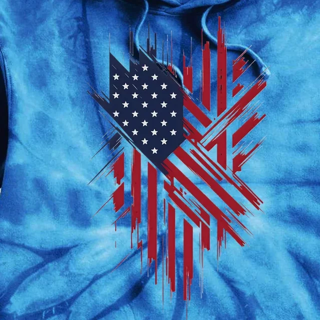 United States Flag Integrated With A Modern Artistic Twist Tie Dye Hoodie