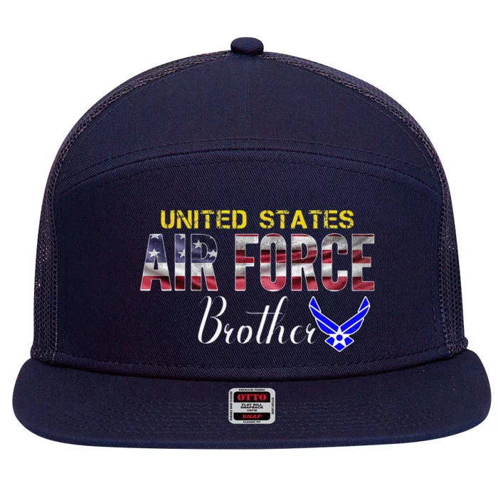 United States Flag American Air Force Brother Veteran Day 7 Panel Mesh Trucker Snapback Hat