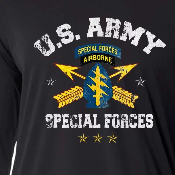 US Special Forces Group Airborne Veteran SFG 4th Of July Men Cooling Performance Long Sleeve Crew