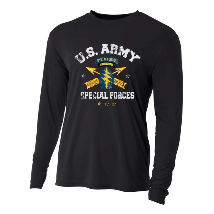 US Special Forces Group Airborne Veteran SFG 4th Of July Men Cooling Performance Long Sleeve Crew