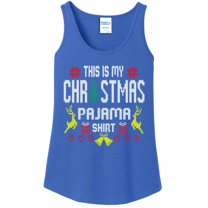 Ugly Sweater Funny This Is My Christmas Pajama Gift Ladies Essential Tank