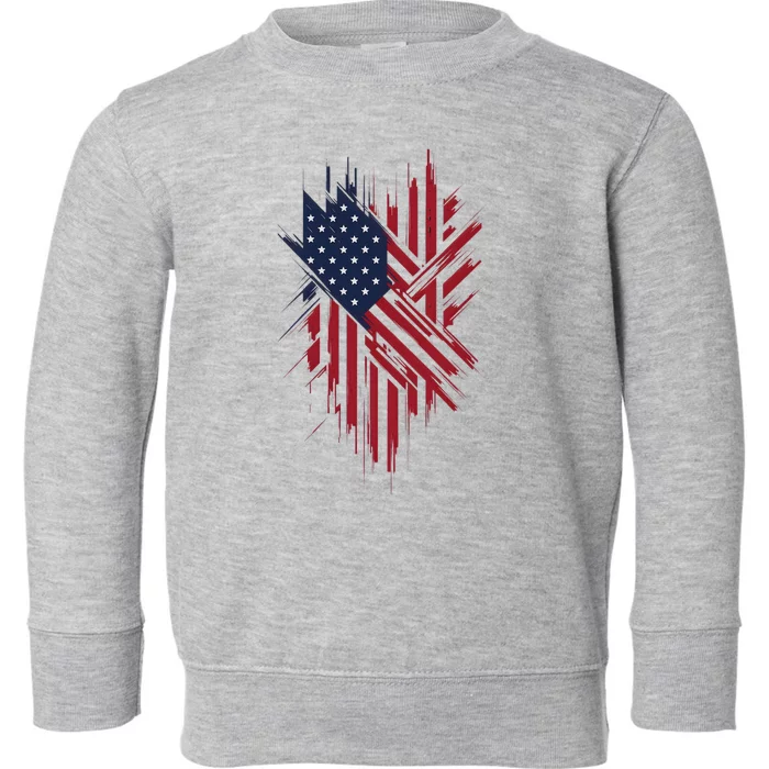 United States Flag Integrated With A Modern Toddler Sweatshirt