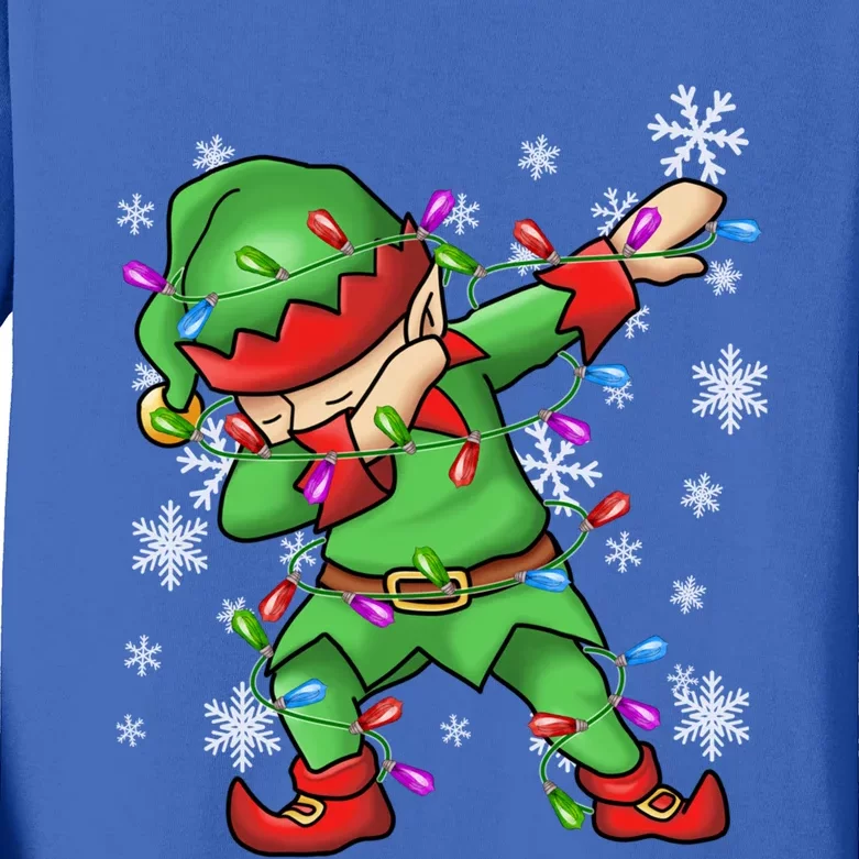 Ugly Sweater Gift Christmas Squad Dabbing Elf Gift Kids Long Sleeve Shirt