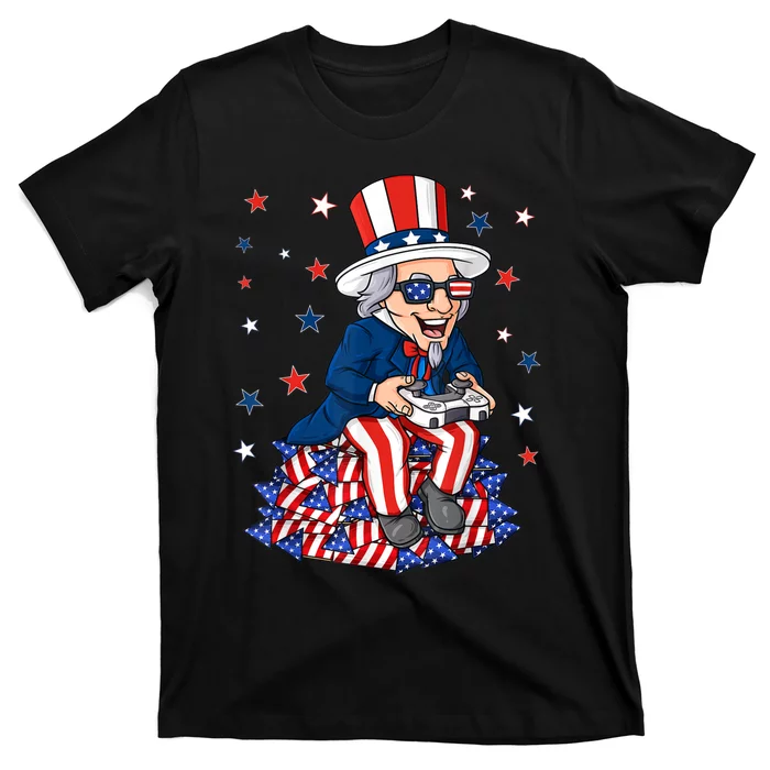 Uncle Sam Game Controller 4th Of July Boy Teens Gamer T-Shirt