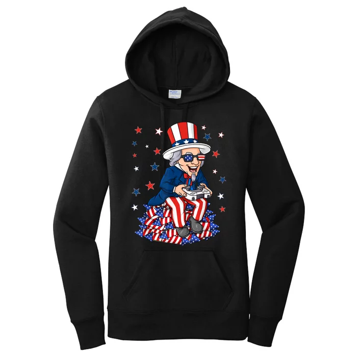 Uncle Sam Game Controller 4th Of July Boy Teens Gamer Women's Pullover Hoodie