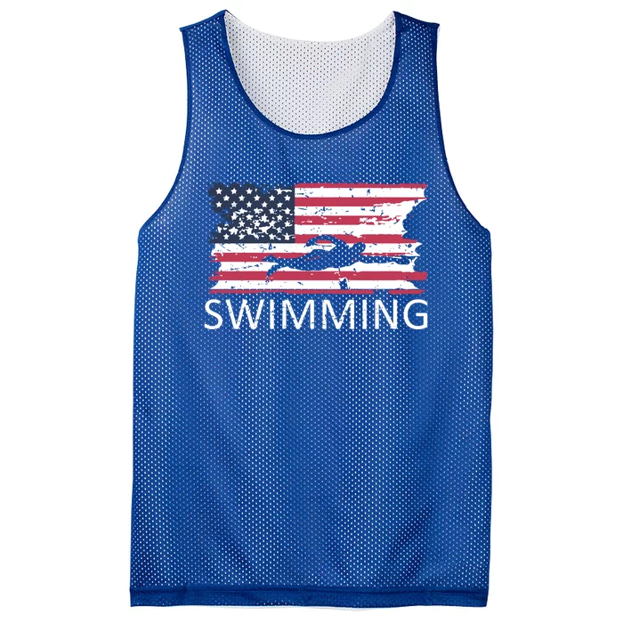 Usa Swimming Gift Distressed Us Flag Swimming Hoody Mesh Reversible Basketball Jersey Tank