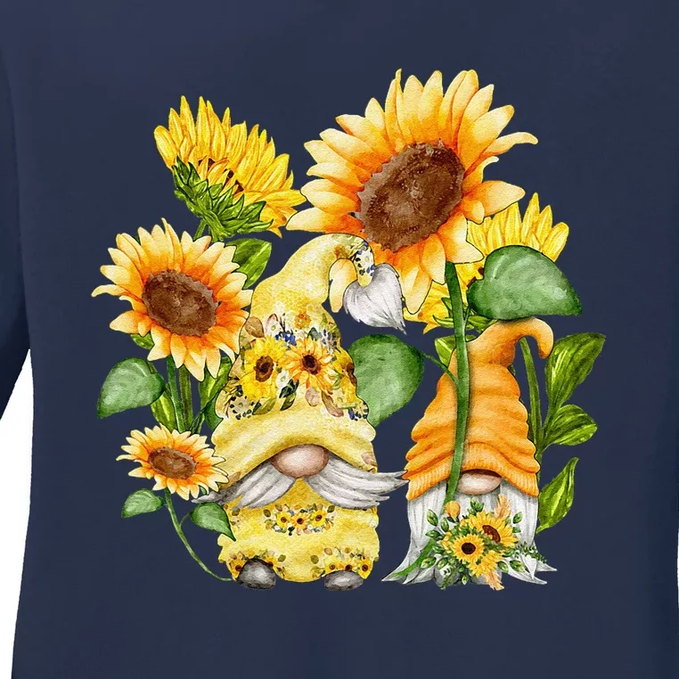 Unique Sunflower Gnome For Women And Hippies Floral Ladies Long Sleeve Shirt