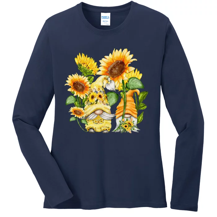 Unique Sunflower Gnome For Women And Hippies Floral Ladies Long Sleeve Shirt