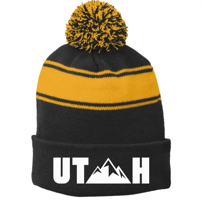 Utah State Gift Stripe Pom Pom Beanie