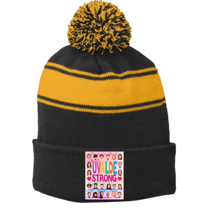 Uvalde Strong Gun Safety Supporter Remember Stripe Pom Pom Beanie