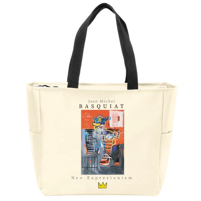 Urban Streetwear Graphics Basquiat Art Abstract Zip Tote Bag