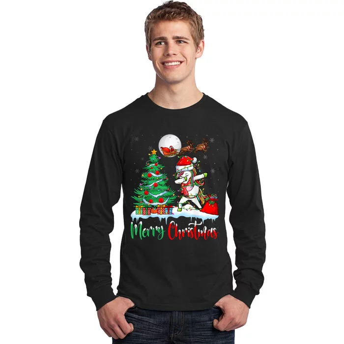 Unicorn Santa Hat Christmas Tree Merry Christmas Unicorn Tall Long Sleeve T-Shirt