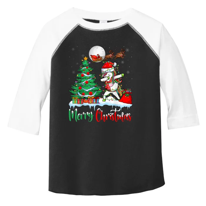 Unicorn Santa Hat Christmas Tree Merry Christmas Unicorn Toddler Fine Jersey T-Shirt