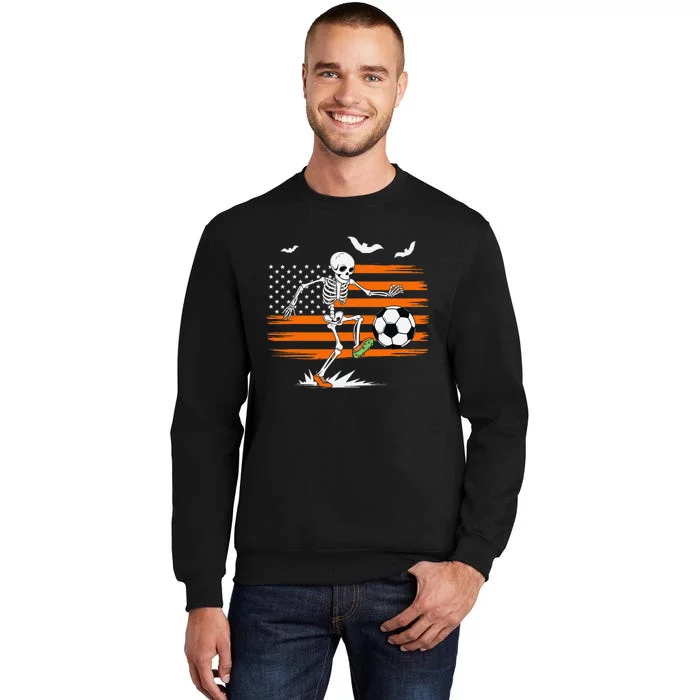 United States Halloween Skeleton Soccer American Flag Futbol Tall Sweatshirt