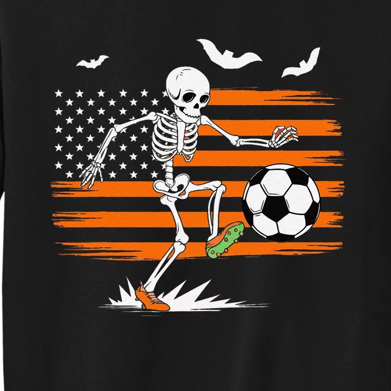 United States Halloween Skeleton Soccer American Flag Futbol Tall Sweatshirt