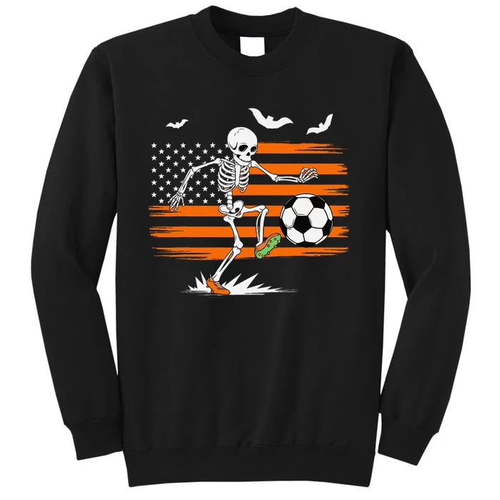 United States Halloween Skeleton Soccer American Flag Futbol Tall Sweatshirt