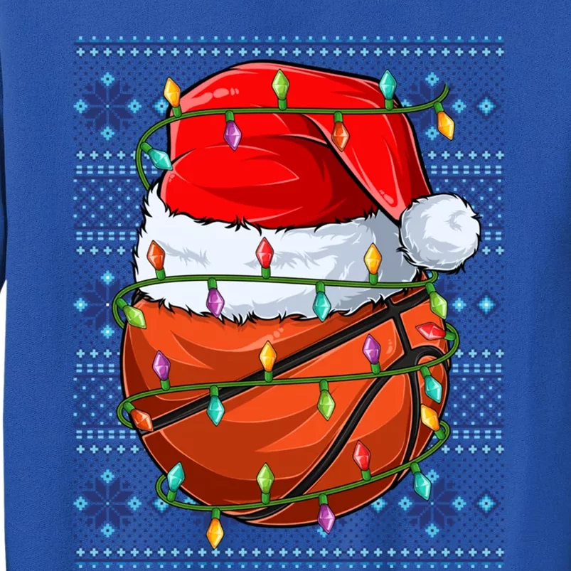 Ugly Sweater Holiday Xmas Santa Lights Basketball Christmas Gift Tall Sweatshirt