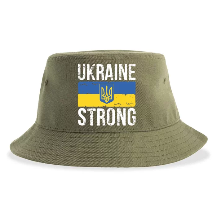 Ukraine Strong I Stand With Ukraine Flag Outfit Gift Sustainable Bucket Hat