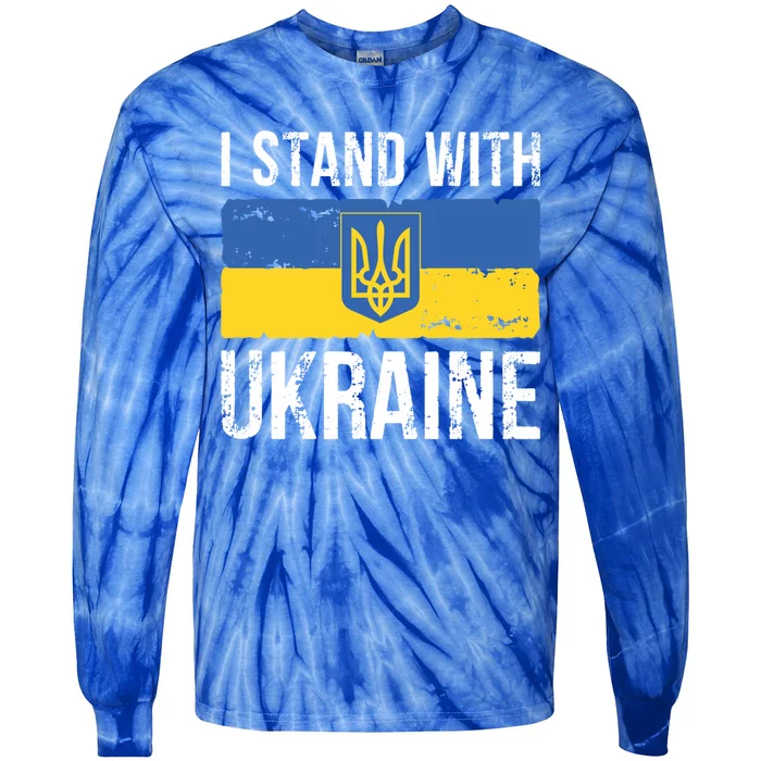 Ukrainians Support I Stand With Ukraine Flag Tees Cool Gift Tie-Dye Long Sleeve Shirt